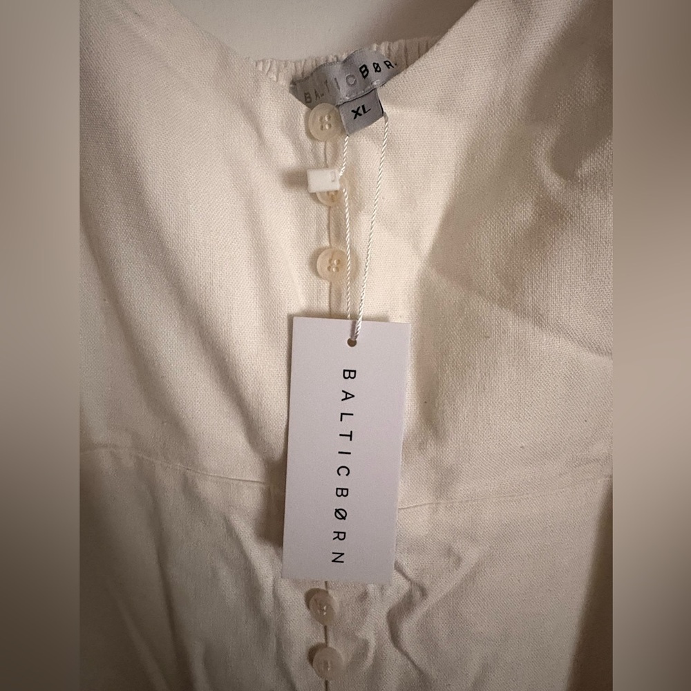 Ivory Spaghetti-Strap Button-Front Midi Dress NWT - image 4